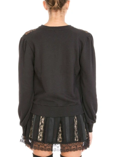 Shop Pierre Balmain Lace Black Cotton Sweatshirt