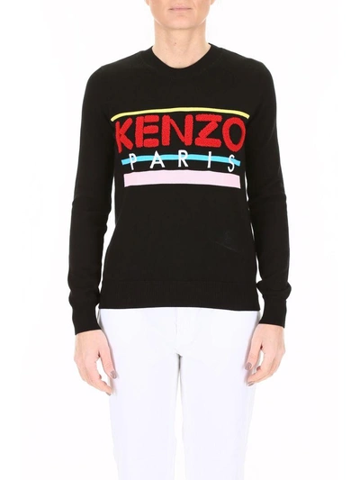Shop Kenzo Intarsia Pullover In Noirnero