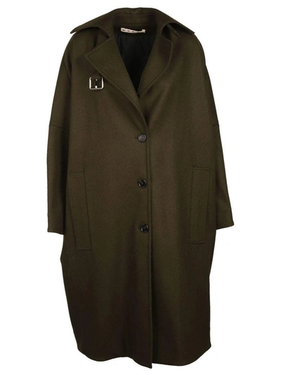 Shop Marni Oversized Buttoned Coat In 00vdark Olive