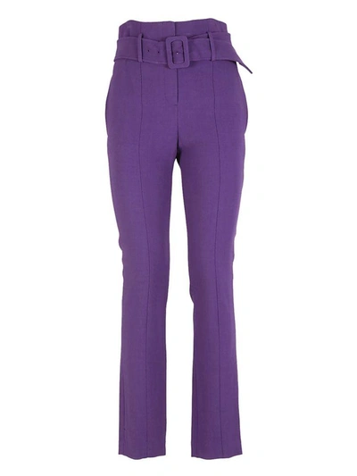 Shop Theory Belted Trousers In Purple
