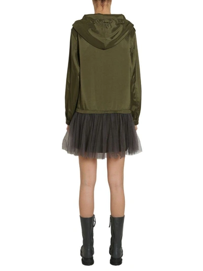 Shop Moschino Anorak Dress With Tulle Skirt In Militare