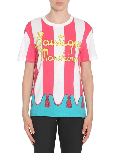 Shop Boutique Moschino Round Collar T-shirt In Rosa