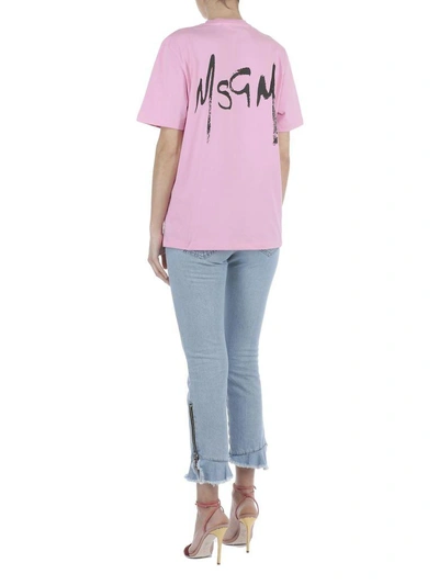 Shop Msgm Cotton T-shirt In Pink