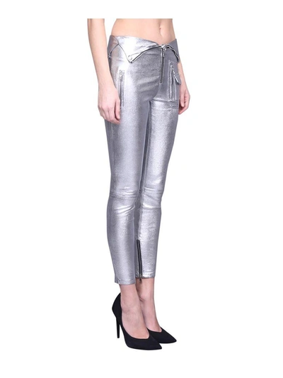 Rta Silver Leather Pants In Argento | ModeSens