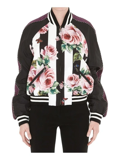 Shop Dolce & Gabbana Bomber In Rose-righe Bco-nero