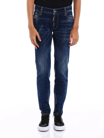 Shop Dsquared2 Twiggy Zipped Bottom Jeans In Blue