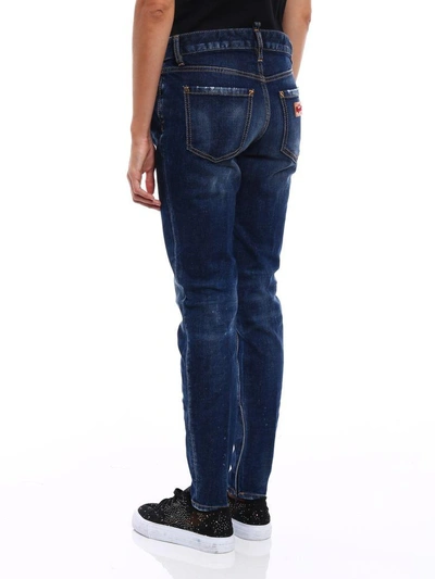 Shop Dsquared2 Twiggy Zipped Bottom Jeans In Blue