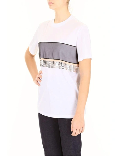 Shop Prada Jersey T-shirt With Metallic Mail In Bianco-nero-ar (white)