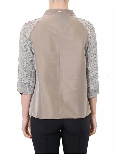 Shop Herno - Lurex Knitted Jacket In Beige