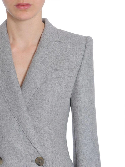 Shop Alexander Mcqueen Double Breasted Coat In Grigio