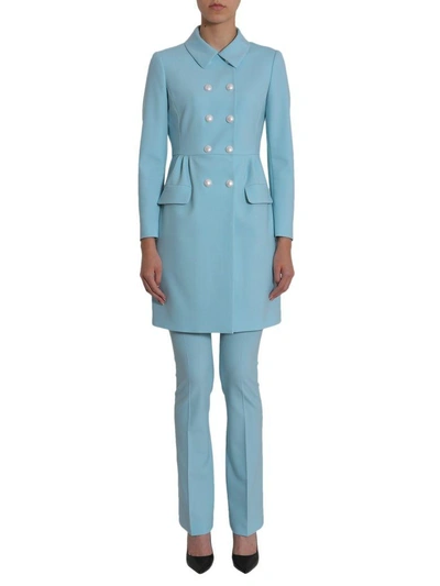 Shop Boutique Moschino Double Breasted Coat In Azzurro