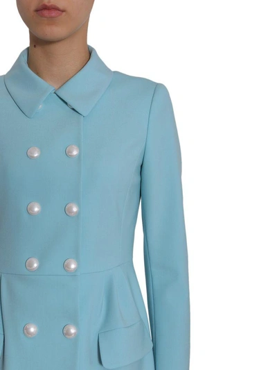 Shop Boutique Moschino Double Breasted Coat In Azzurro