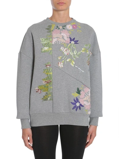 Shop Alexander Mcqueen Floral Embroidered Sweatshirt In Grigio