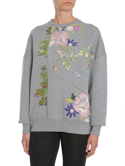 Shop Alexander Mcqueen Floral Embroidered Sweatshirt In Grigio