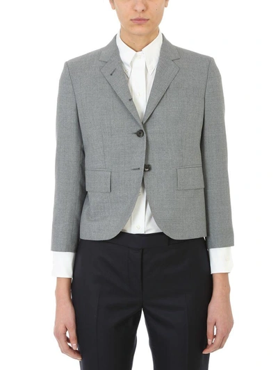 Shop Thom Browne Classic Breasted Sport Coat In School Uniform Plain Wool Blazer In Grey