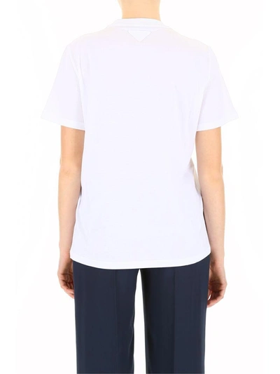 Shop Prada Printed T-shirt In Bianco+agavebianco