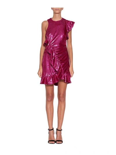 Shop Self-portrait Metallic Velvet Dress In Rosa