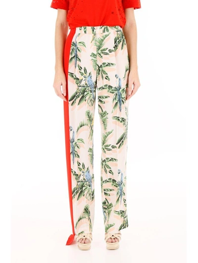 Shop Stella Mccartney Tropical Print Silk Trousers In Pinkrosa