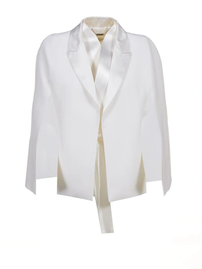 Shop Givenchy Flared Sleeve Tie Waist Jacket In Bianco