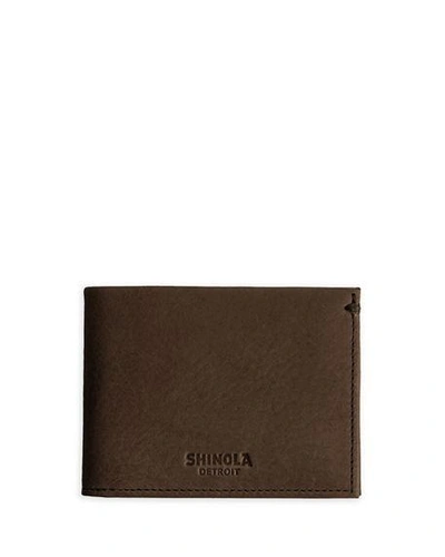 Shop Shinola Men's Slim Leather Bifold Wallet In Deep Brown