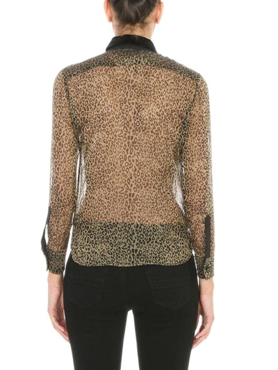 Shop Amiri Brown Silk Sheer Leopard Print Shirt In Animalier
