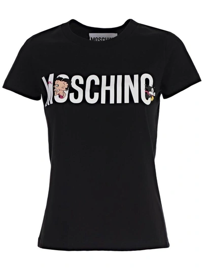 Shop Moschino Short Sleeve T-shirt In Black