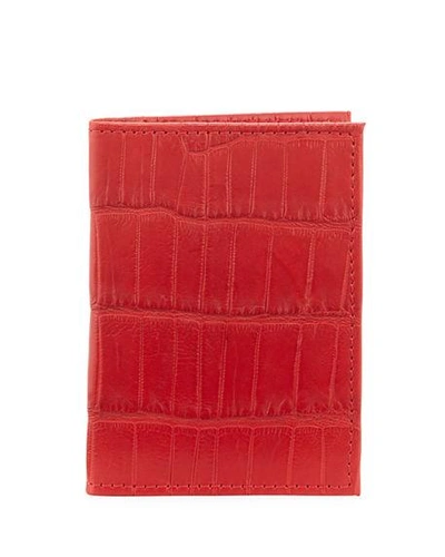 Shop Neiman Marcus Alligator Flip Card Case In Red