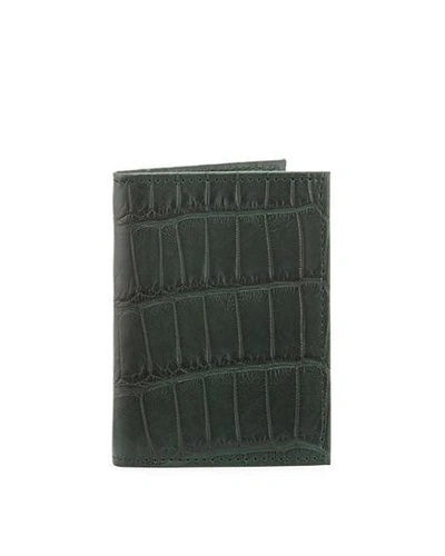 Shop Neiman Marcus Alligator Flip Card Case In Green
