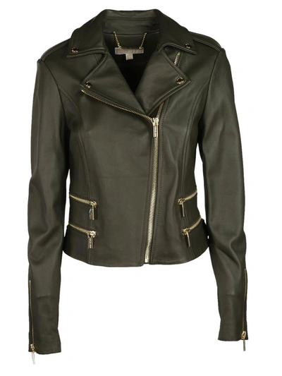 Shop Michael Kors Classic Biker Jacket In Ivy