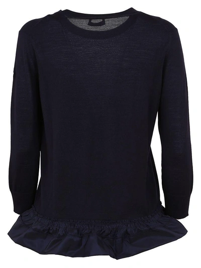 Shop Moncler Drawstring Hem Top In Blue