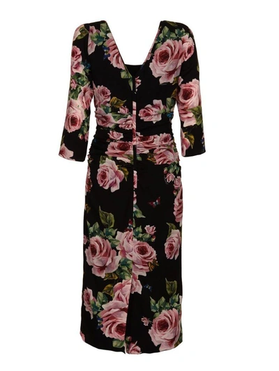 Shop Dolce & Gabbana Floral Dress In Nero-rosa