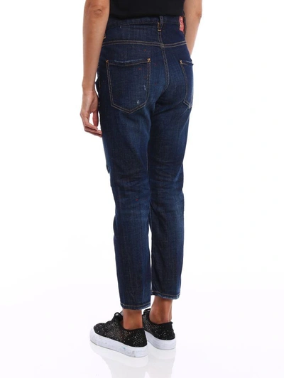 Shop Dsquared2 Cool Girl Crop Jeans With Patches In Blue
