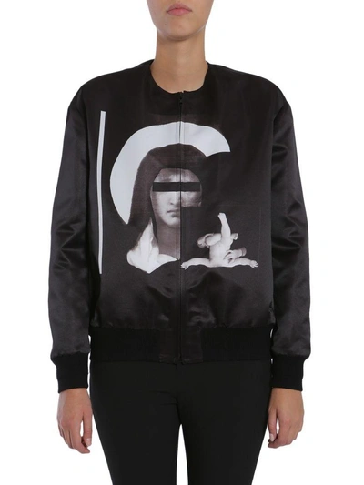 Shop Givenchy Satin Bomber Jacket In Nero