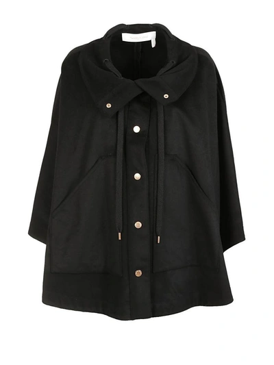 Shop See By Chloé Oversized Cape Coat In Black