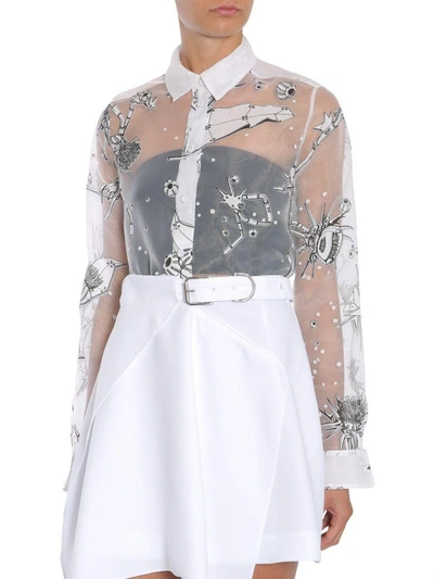 Shop Carven Silk Organza Shirt In Bianco