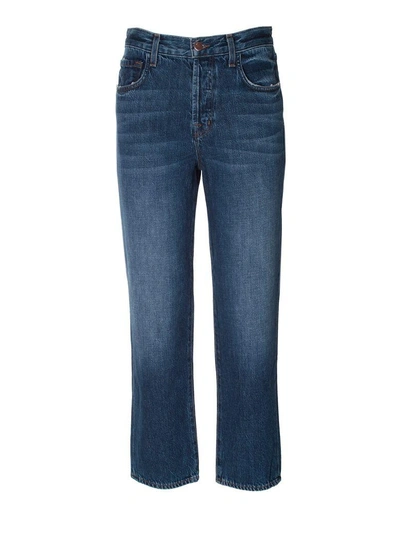 Shop J Brand Ivy Cropped High-rise Straight-leg Jeans In Blu