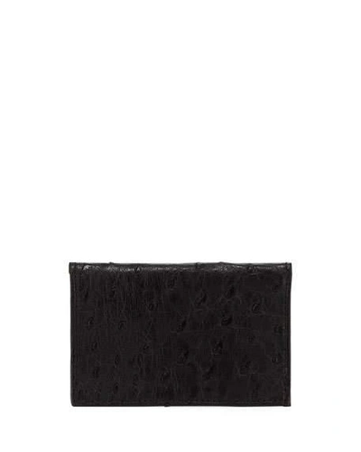 Shop Neiman Marcus Ostrich Bi-fold Card Case In Black