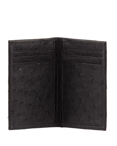 Shop Neiman Marcus Ostrich Bi-fold Card Case In Black