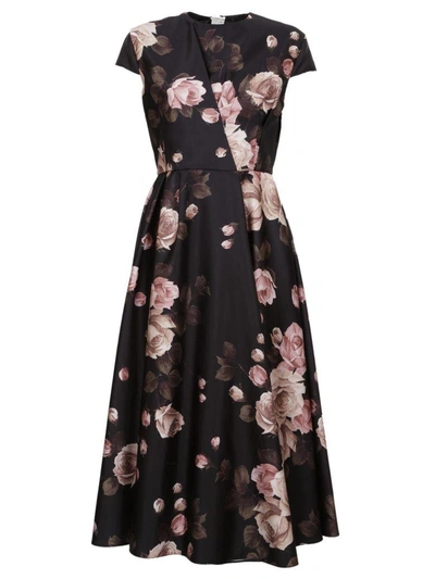 Shop Rochas Floral Dress In Black Fantasy