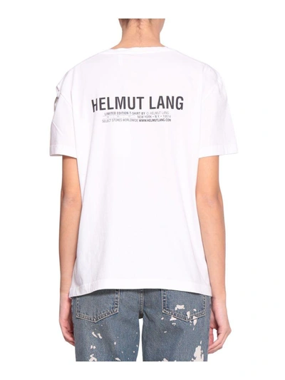 Shop Helmut Lang Logo Cotton T-shirt In Bianco