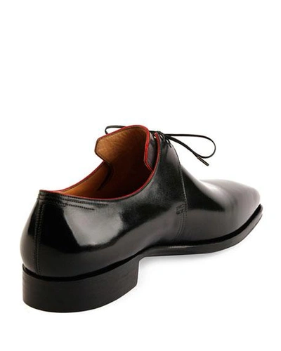 Shop Corthay Arca Calf Leather Derby Shoe With Red Piping, Black