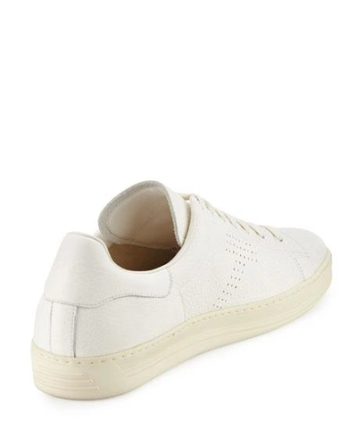 Shop Tom Ford Men's Warwick Grained Leather Low-top Sneakers, White