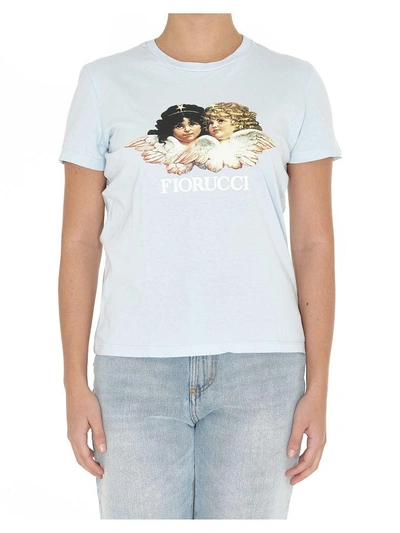 Shop Fiorucci Vintage Angels Tshirt In Light Blue