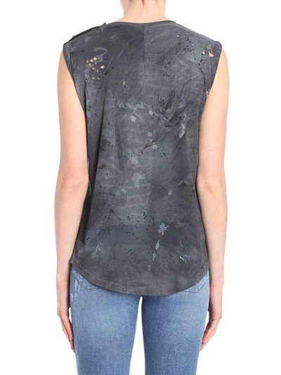 Shop Balmain Cotton Jersey Top In Grigio