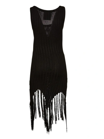 Shop Moschino Fringed Rib Knit Tank Dress In Nero