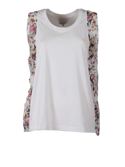 Shop 3.1 Phillip Lim / フィリップ リム Floral Silk-ruffle Cotton-jersey Tank Top In White