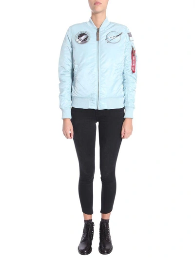 Shop Alpha Industries Nasa Bomber Jacket In Celeste