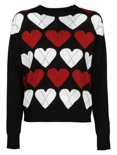 Shop Love Moschino Heart Knitted Jumper In Black