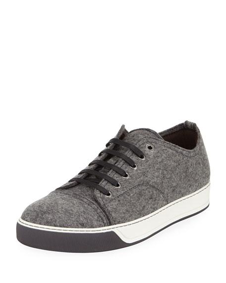 Lanvin Men's Virgin Wool Low-top Sneakers In Grey | ModeSens