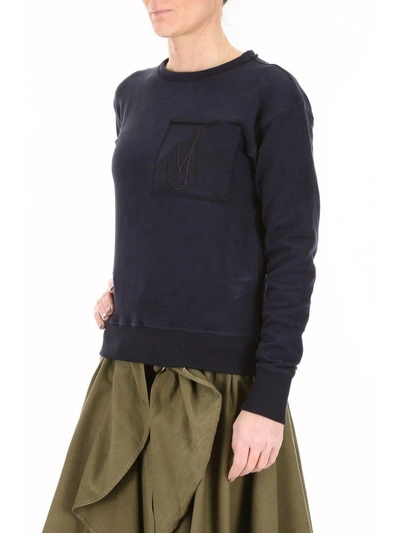 Shop Jw Anderson Sweatshirt With Logo Embroidery In Navyblu